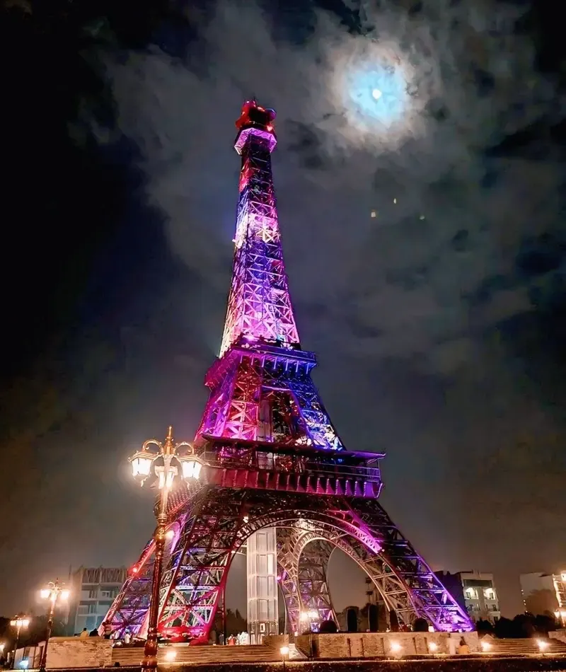 Bahria Town Eiffel Tower lit at night