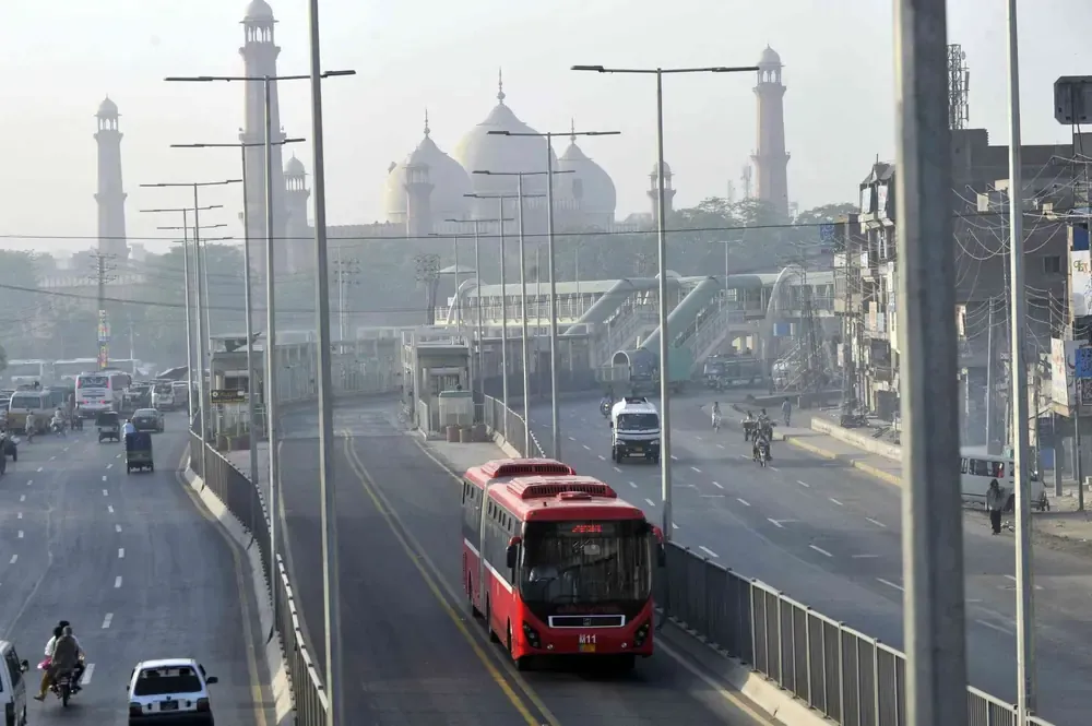 Lahore Metrobus on a main road