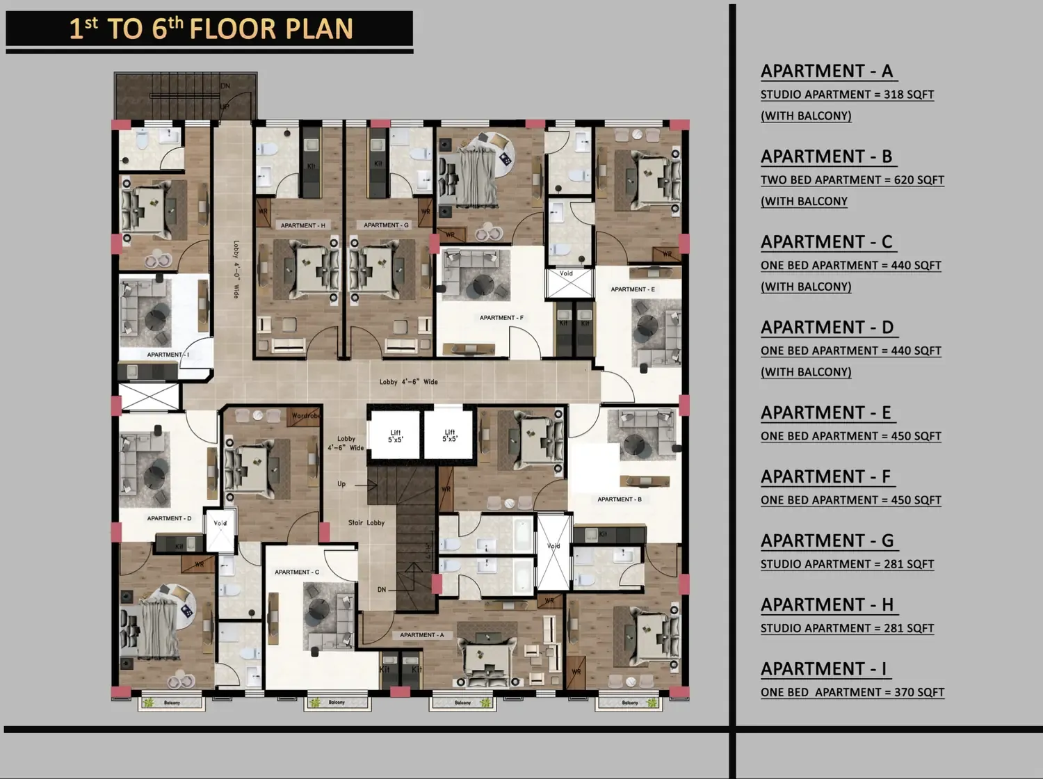 Madina Height 4 1st – 6th Floor plan