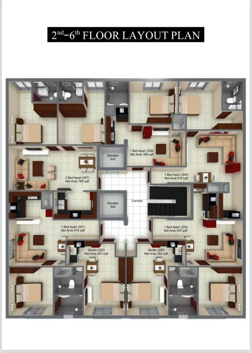 Madina Silver Height 2nd – 6th Floor plan